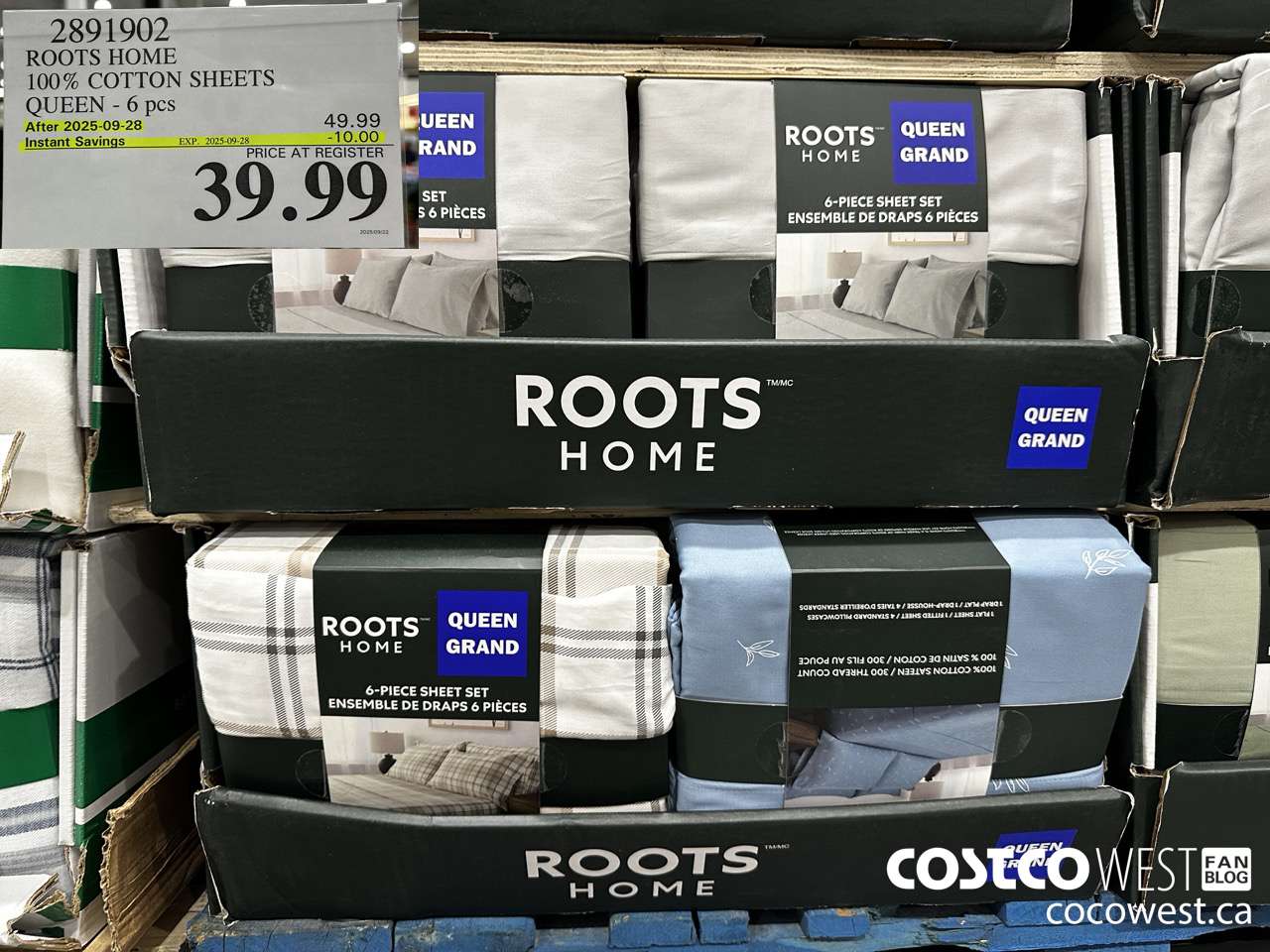 2891902 ROOTS HOME COTTON SHEETS QUEEN 6PC ($10.00 INSTANT SAVINGS EXPIRES ON 2025-09-28) $39.99