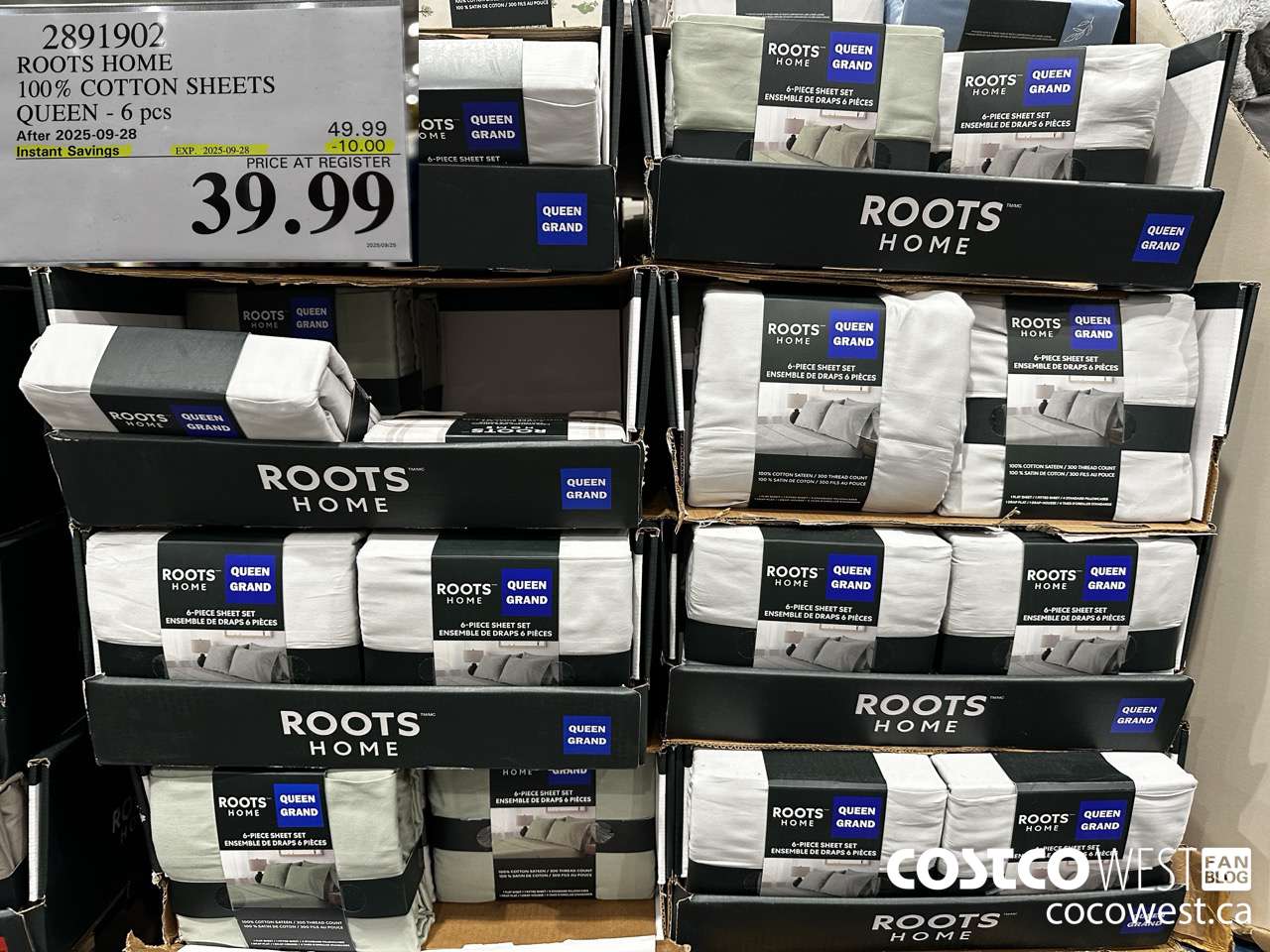 2891902 ROOTS HOME COTTON SHEETS QUEEN 6PC ($10.00 INSTANT SAVINGS EXPIRES ON 2025-09-28) $39.99