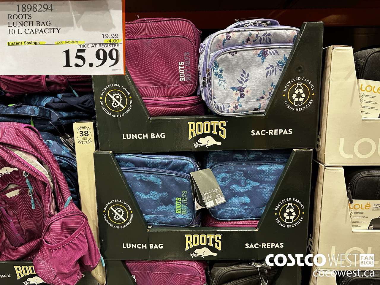 1898294 ROOTS LUNCH BAG 10 L CAPACITY ($4.00 INSTANT SAVINGS EXPIRES ON 2025-09-28) $15.99