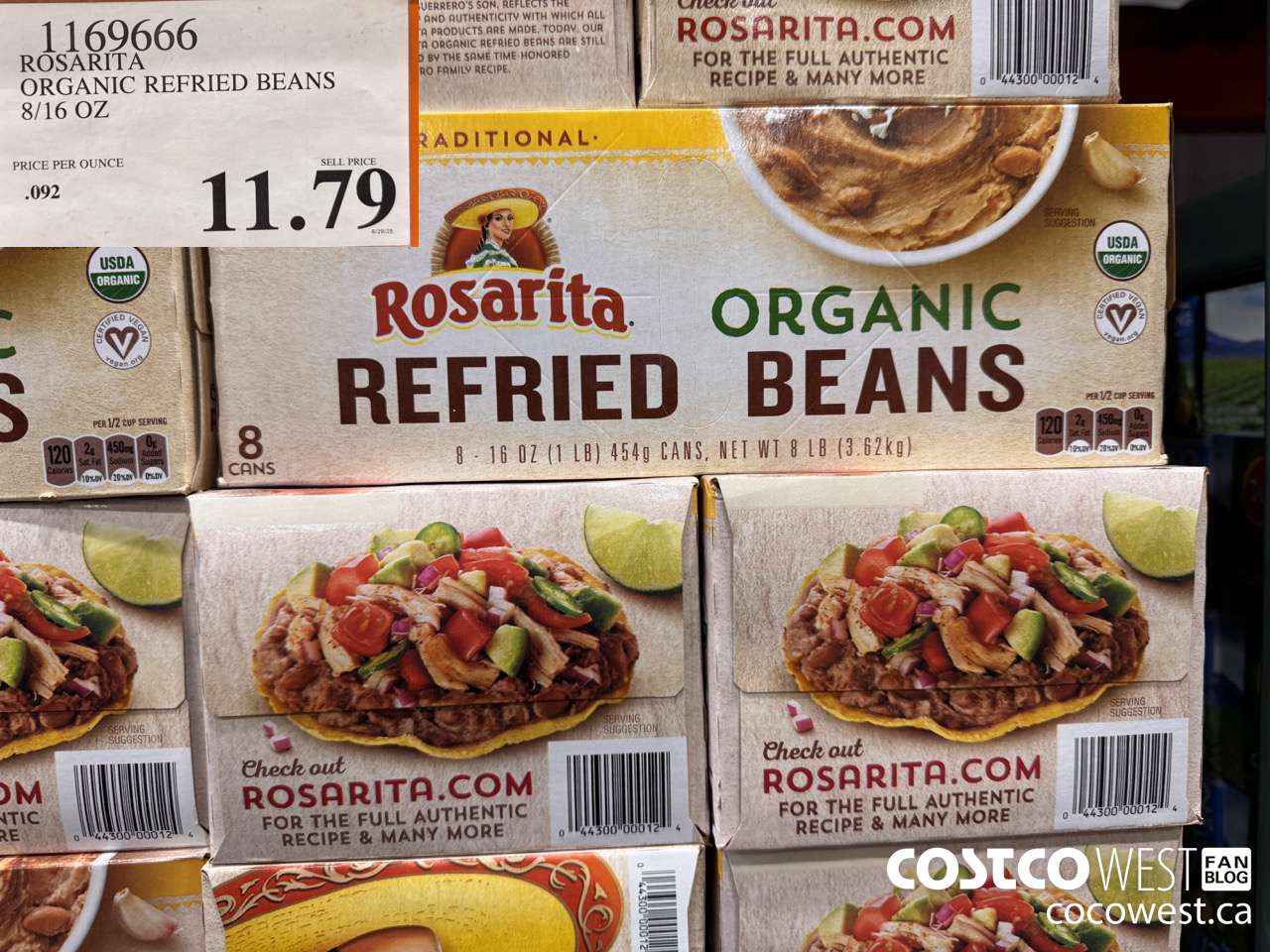 1169666 ROSARITA ORGANIC REFRIED BEANS 8/16 OZ $11.79