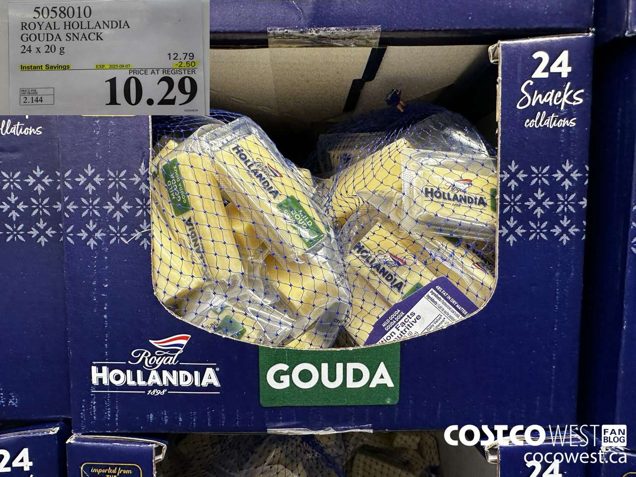 5058010 ROYAL HOLLANDIA GOUDA SNACK 24 x 20 g ($2.50 INSTANT SAVINGS EXPIRES ON 2025-09-07) $10.29