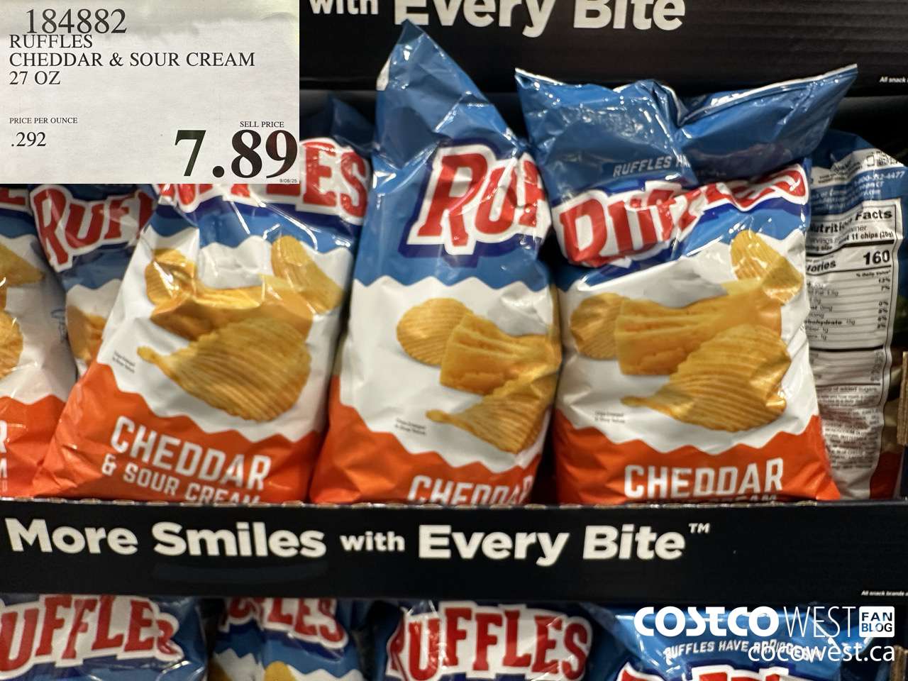 184882 RUFFLES CHEDDAR & SOUR CREAM 27 OZ $7.89