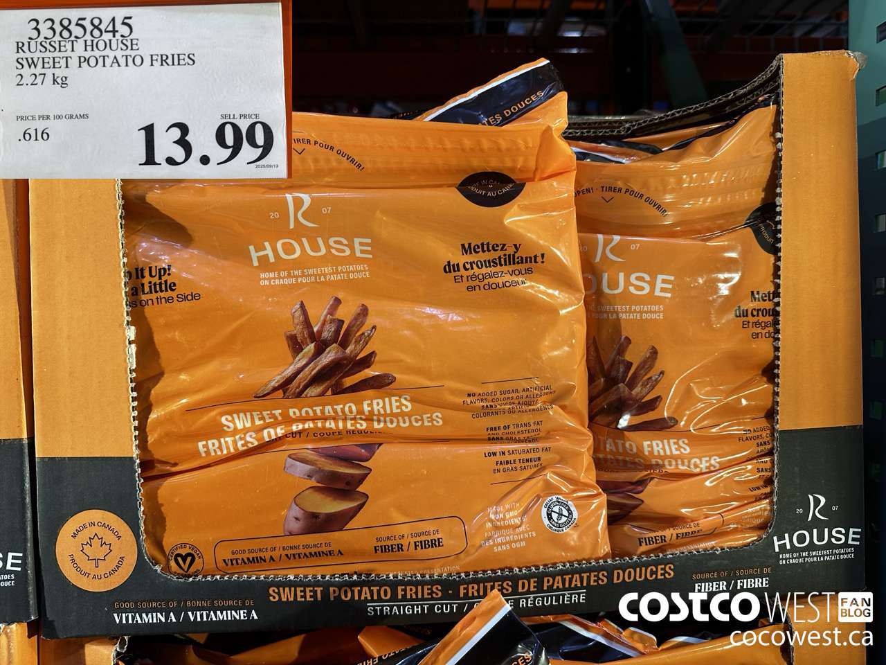3385845 RUSSET HOUSE SWEET POTATO FRIES 2.27KG $13.99