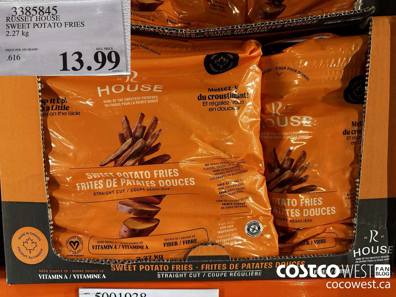 3385845 RUSSET HOUSE SWEET POTATO FRIES 2.27KG $13.99