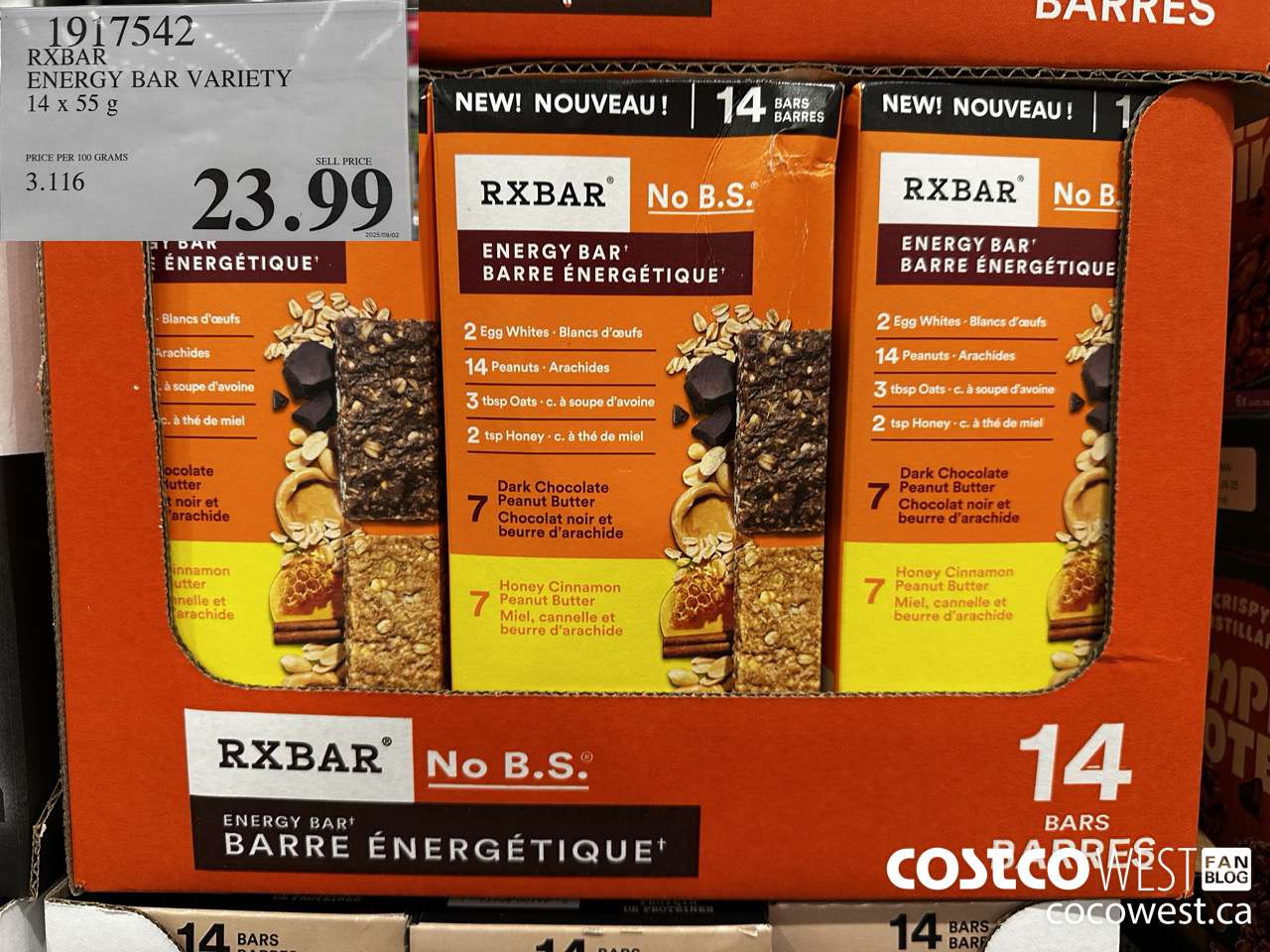 1917542 RXBAR ENERGY BAR VARIETY 14 X 55G $23.99