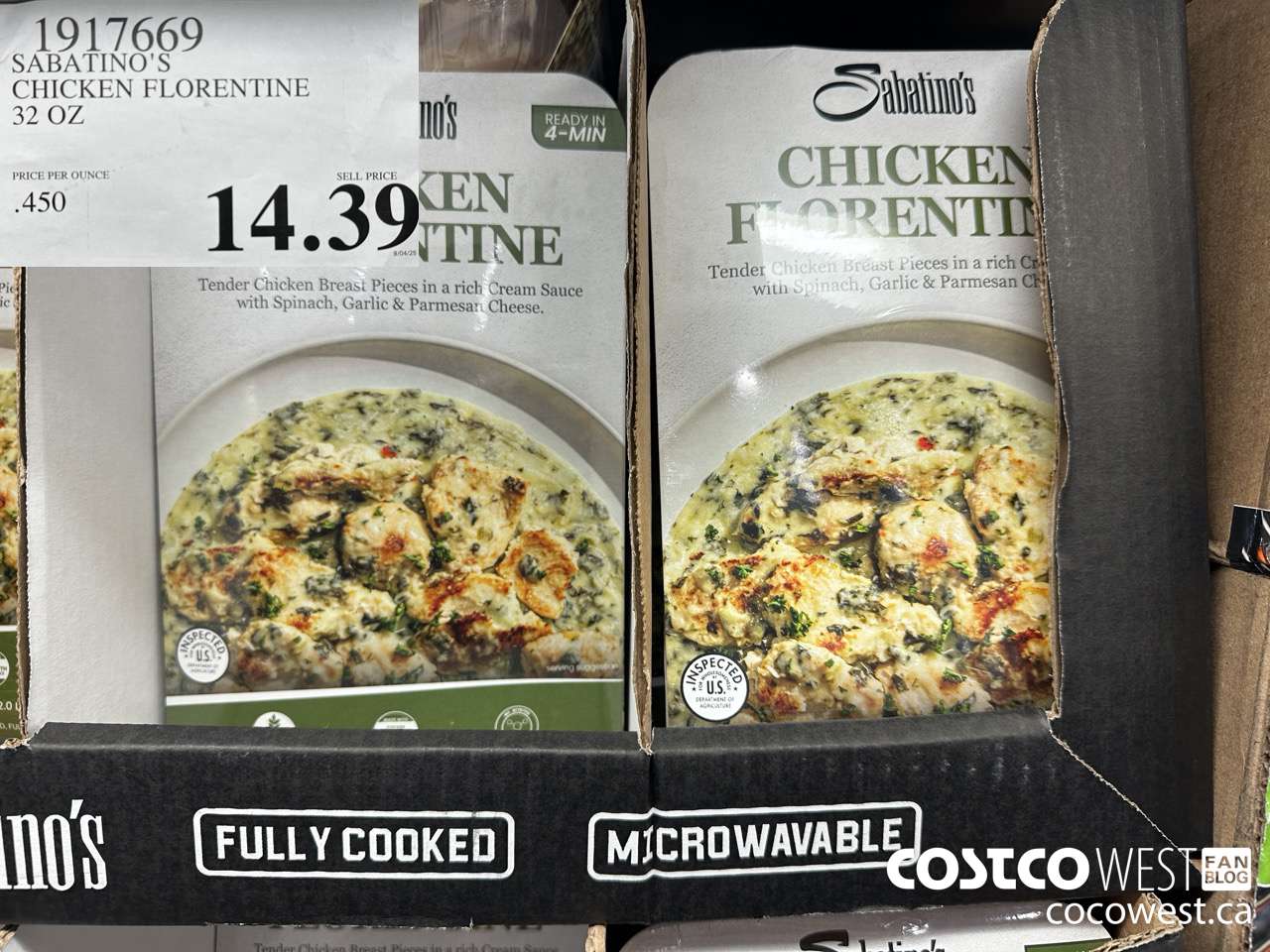 1917669 SABATINO'S CHICKEN FLORENTINE 32 OZ $14.39