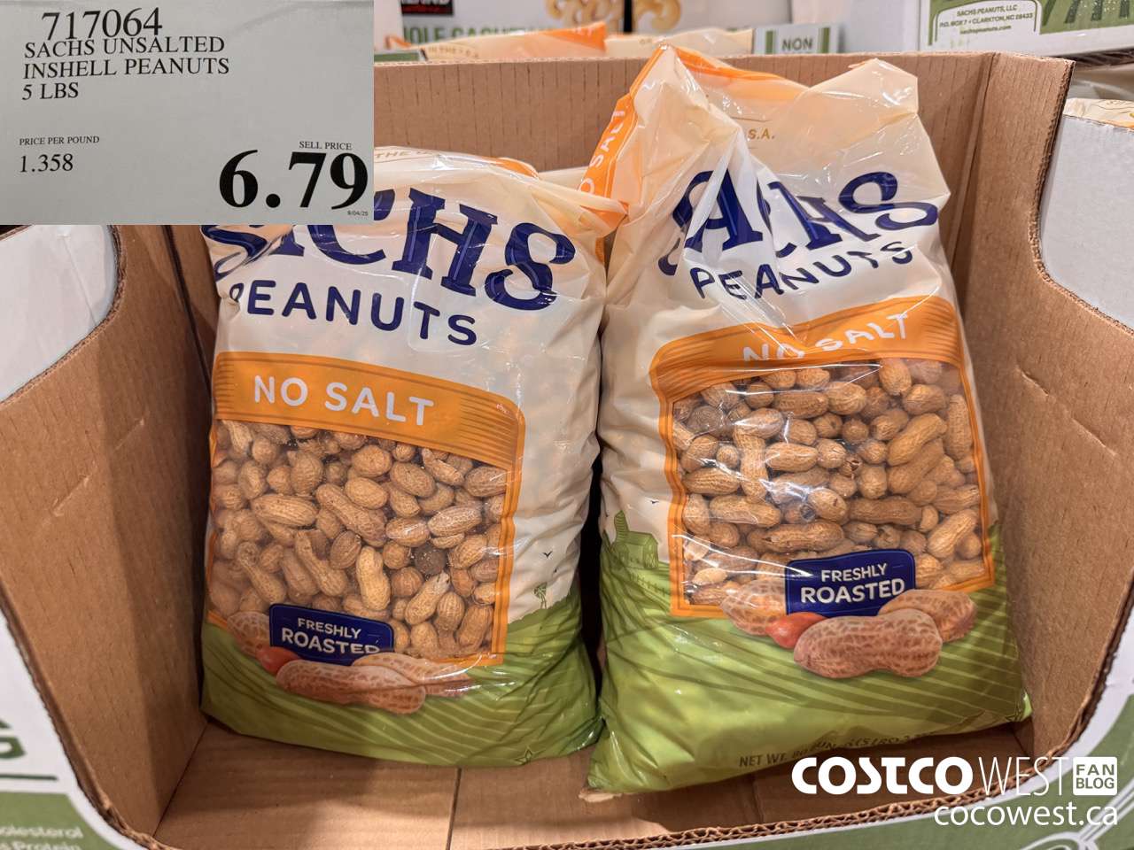 717064 SACHS UNSALTED INSHELL PEANUTS 5 LBS $6.79