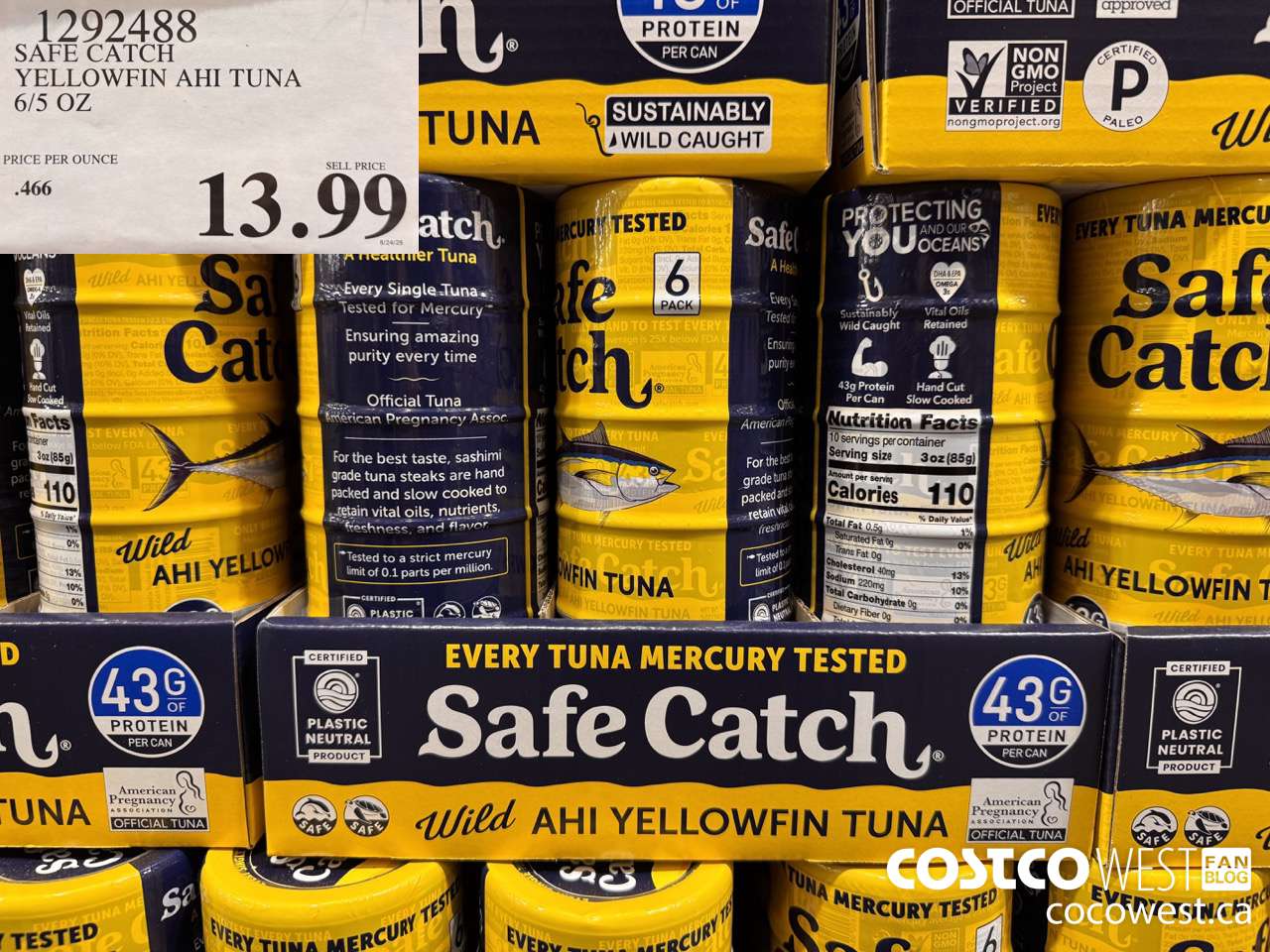 1292488 SAFE CATCH YELLOWFIN AHI TUNA 6/5 OZ $13.99