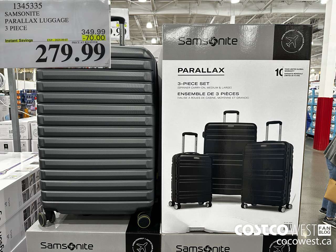 1345335 SAMSONITE PARALLAX LUGGAGE 3 PIECE ($70.00 INSTANT SAVINGS EXPIRES ON 2025-09-07) $279.99