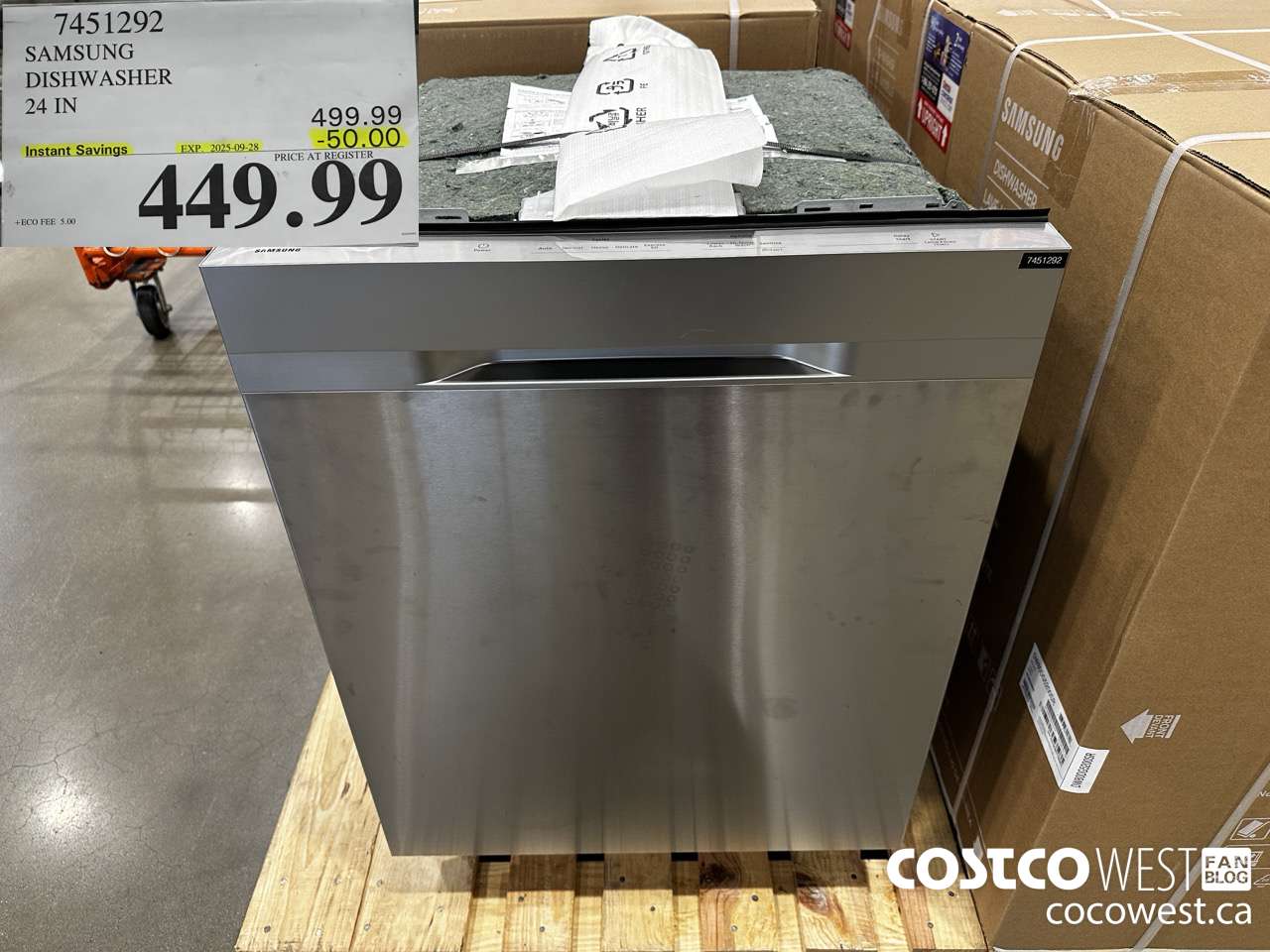 7451292 SAMSUNG DISHWASHER 24IN  ($50.00 INSTANT SAVINGS EXPIRES ON 2025-09-28) $449.99