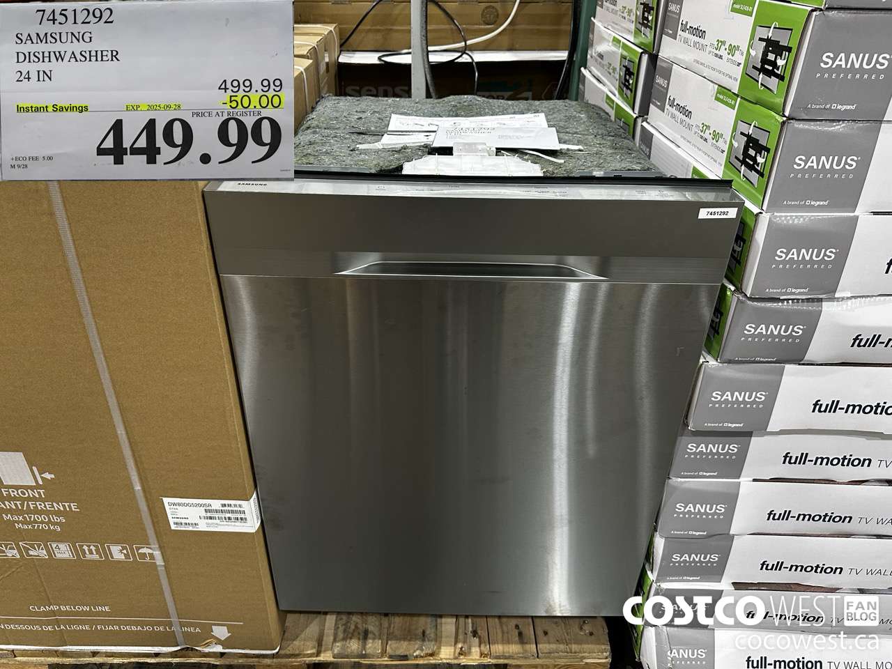 7451292 SAMSUNG DISHWASHER 24IN  ($50.00 INSTANT SAVINGS EXPIRES ON 2025-09-28) $449.99