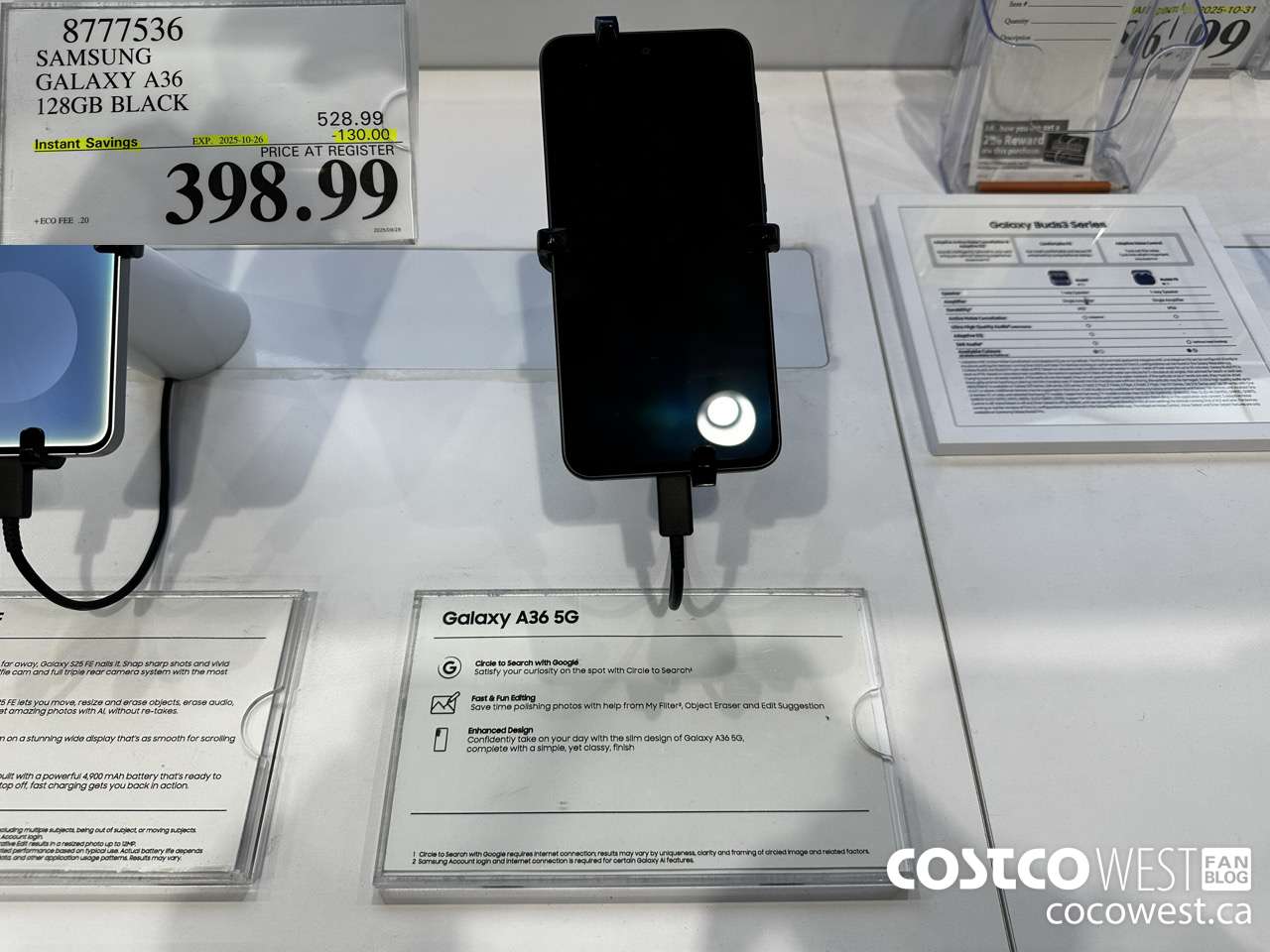 8777536 SAMSUNG GALAXY A36 128GB BLACK ($130.00 INSTANT SAVINGS EXPIRES ON 2025-10-26) $398.99