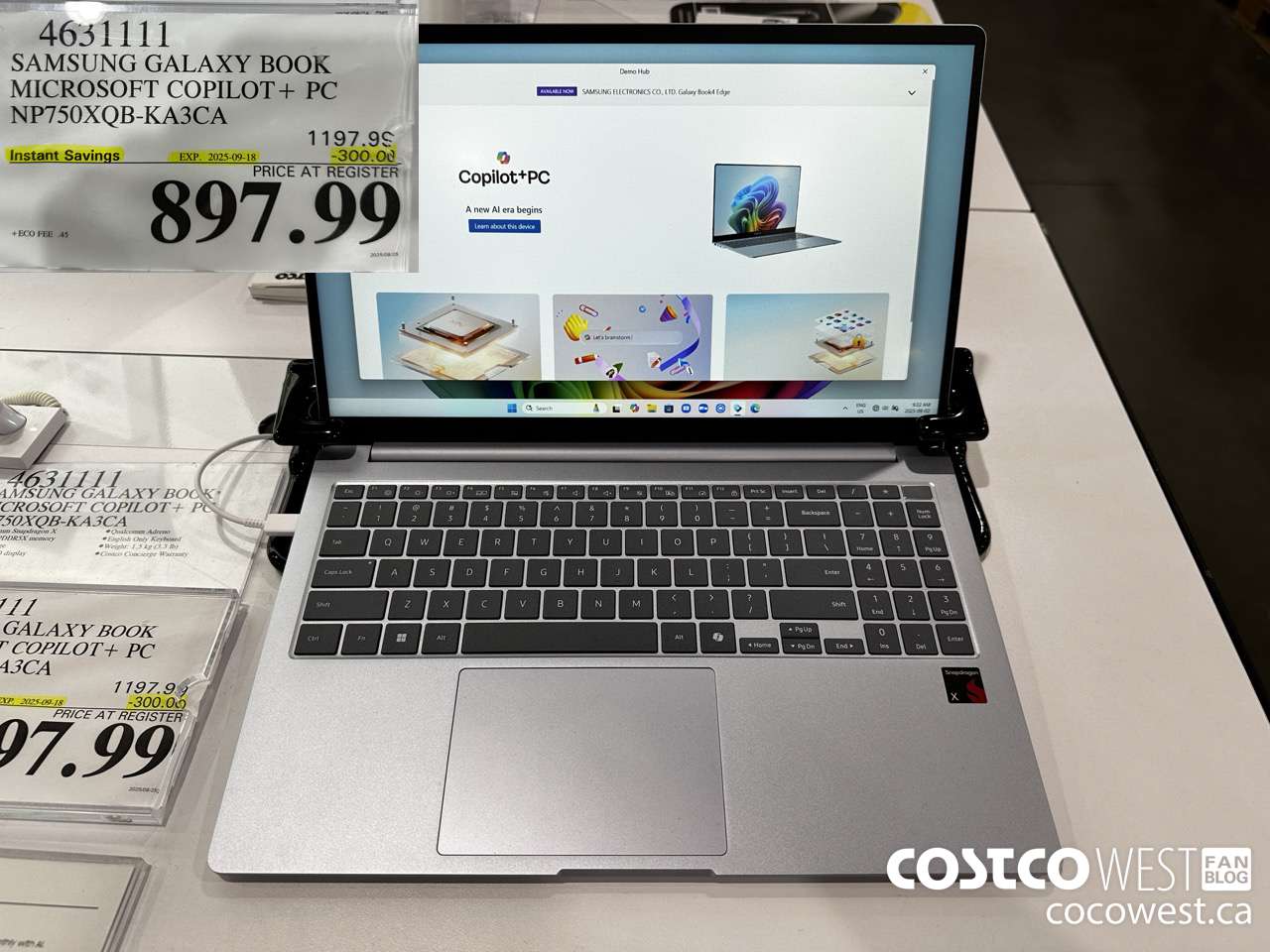 4631111 SAMSUNG GALAXY BOOK MICROSOFT COPILOT + PC NP750XQB-KA3CA ($300.00 INSTANT SAVINGS EXPIRES ON 2025-09-18) $897.99