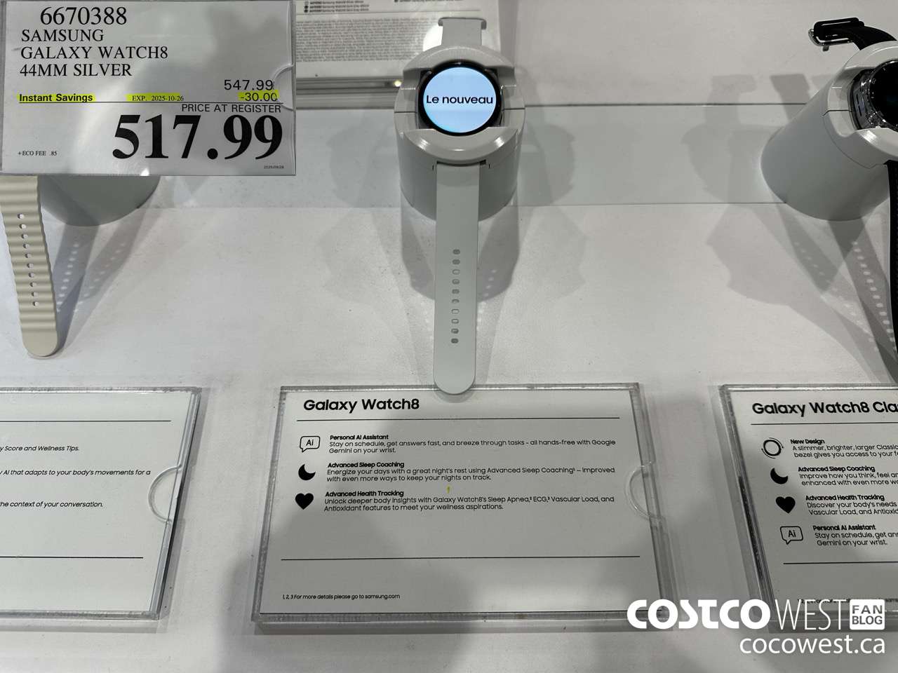 6670388 SAMSUNG GALAXY WATCH8 44MM SILVER ($30.00 INSTANT SAVINGS EXPIRES ON 2025-10-26) $517.99