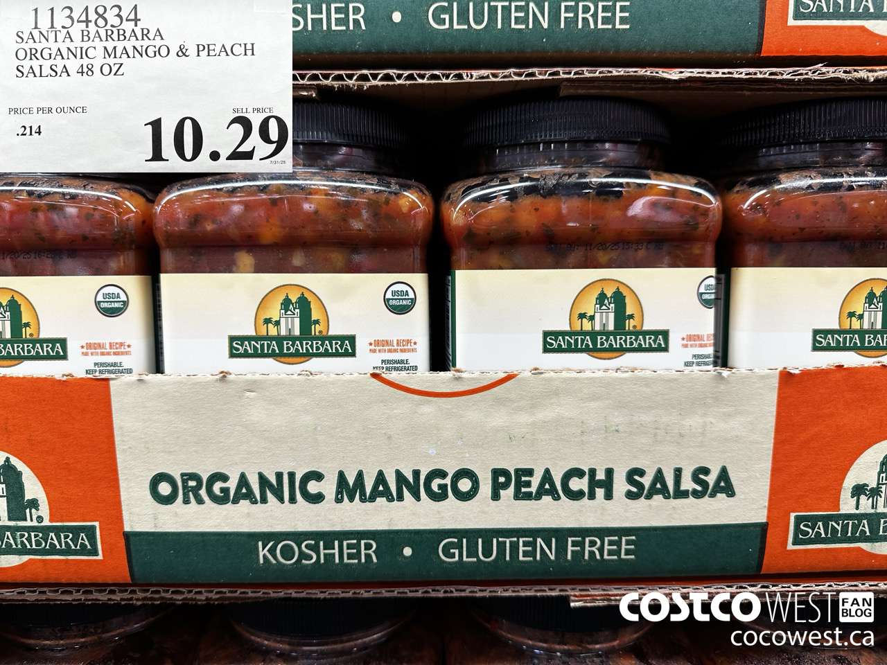 1134834 SANTA BARBARA ORGANIC MANGO & PEACH SALSA 48 OZ $10.29
