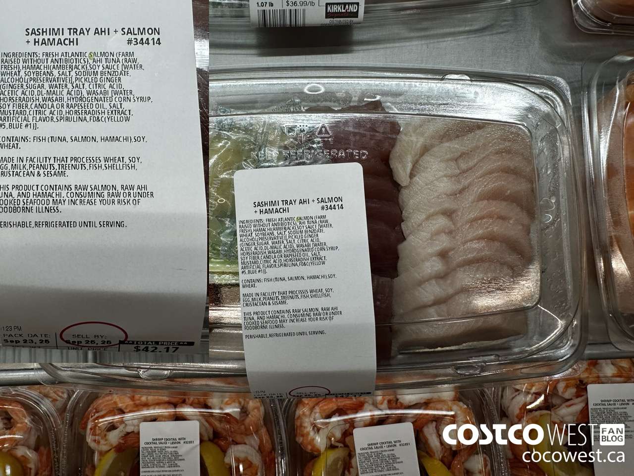 34414 SASHIMI TRAY AHI + SALMON + HAMACHI $42.17