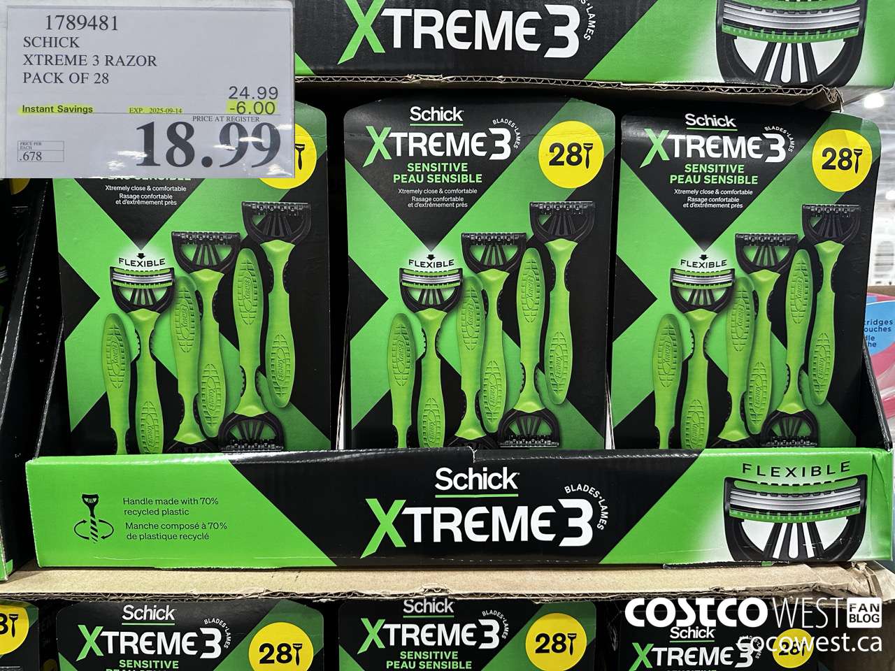 1789481 SCHICK XTREME 3 RAZOR PACK OF 28 ($6.00 INSTANT SAVINGS EXPIRES ON 2025-09-14) $18.99