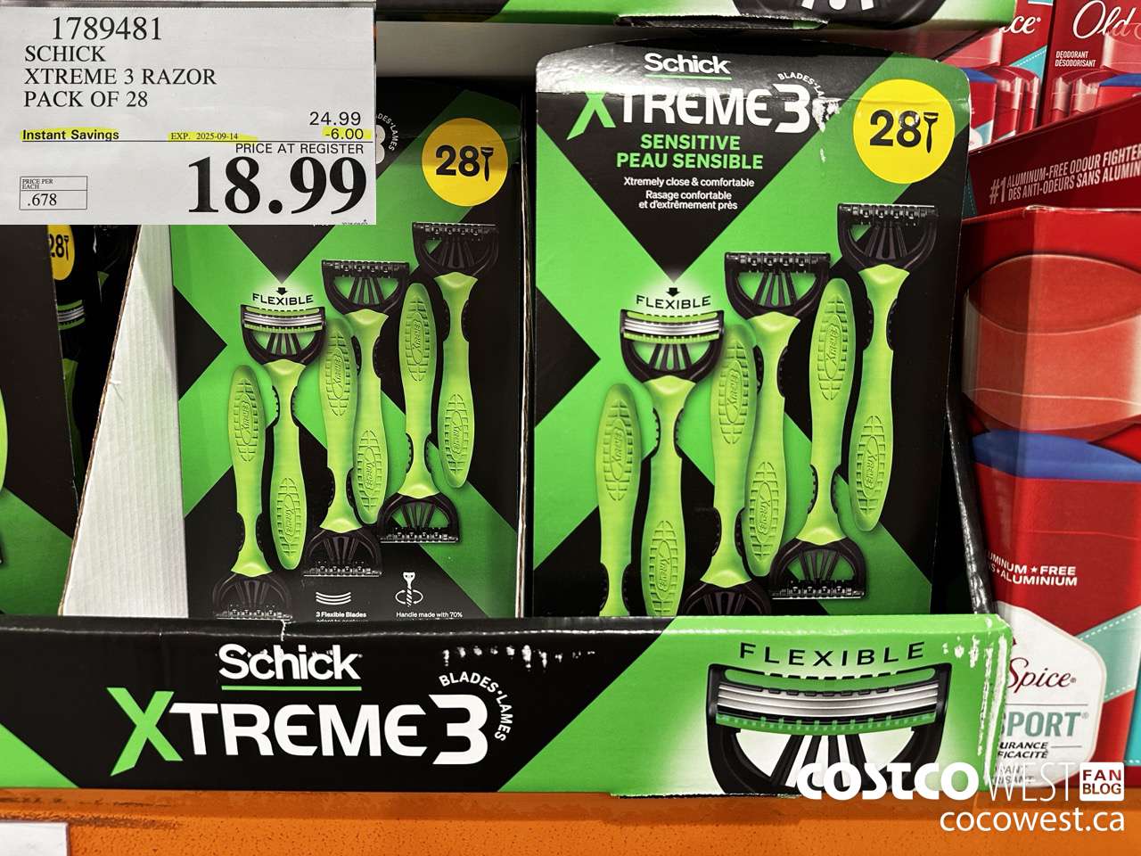 1789481 SCHICK XTREME 3 RAZOR PACK OF 28 ($6.00 INSTANT SAVINGS EXPIRES ON 2025-09-14) $18.99
