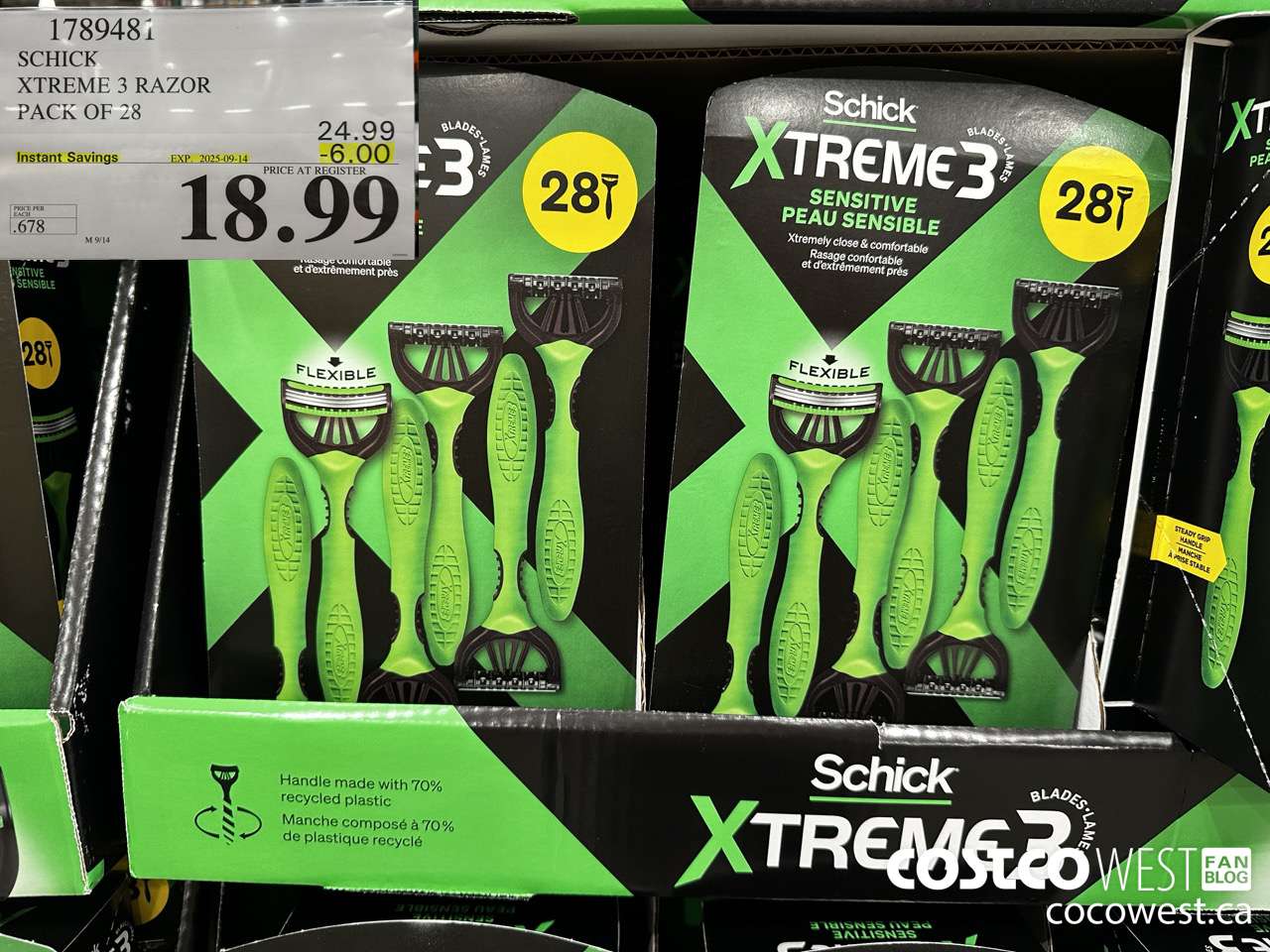 1789481 SCHICK XTREME 3 RAZOR PACK OF 28 ($6.00 INSTANT SAVINGS EXPIRES ON 2025-09-14) $18.99