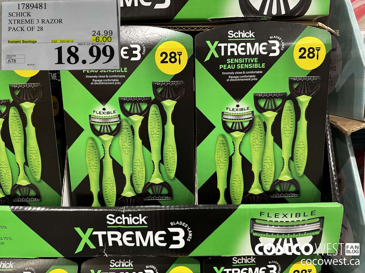 1789481 SCHICK XTREME 3 RAZOR PACK OF 28 ($6.00 INSTANT SAVINGS EXPIRES ON 2025-09-14) $18.99