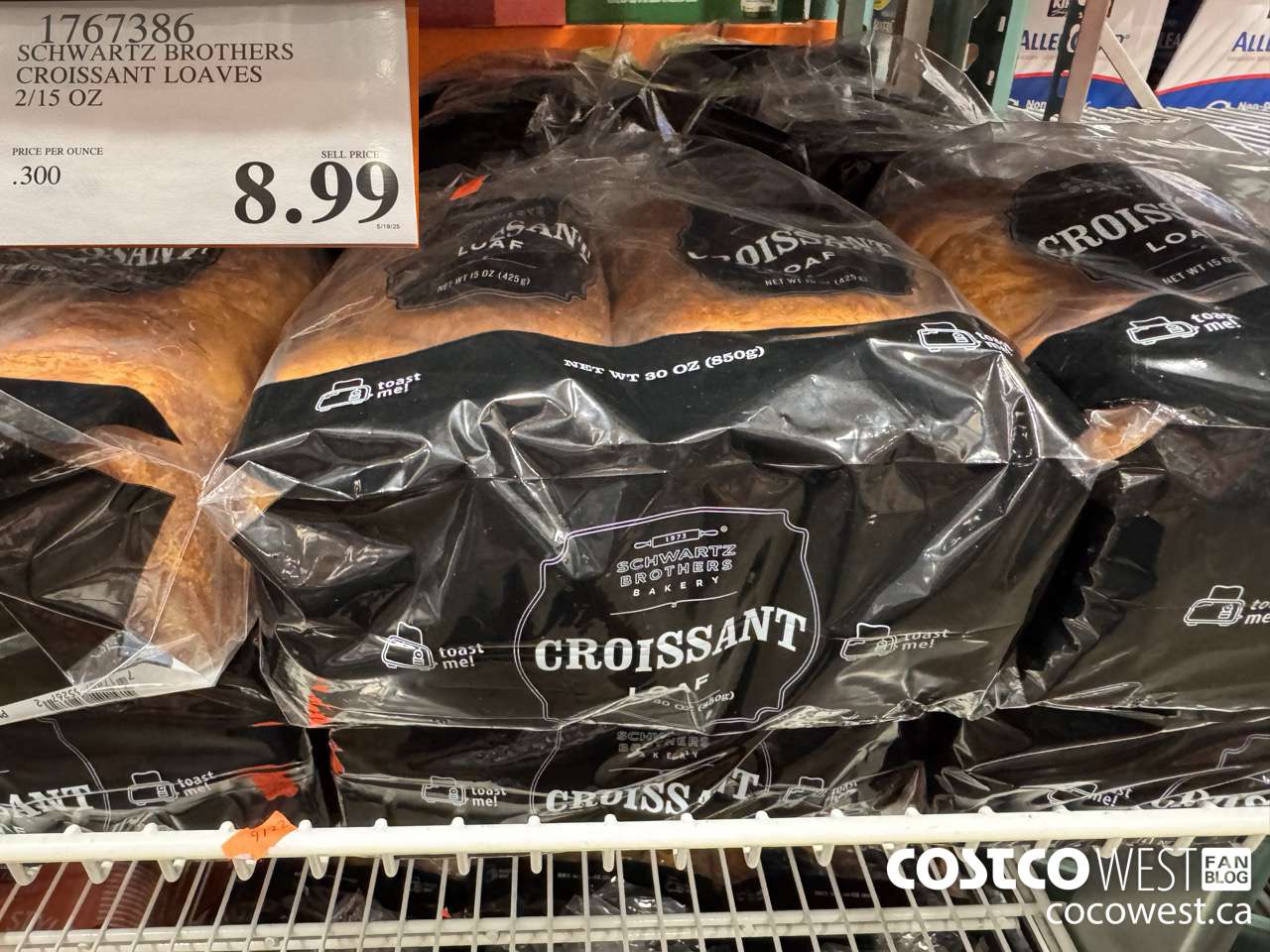 1767386 SCHWARTZ BROTHERS CROISSANT LOAVES 2/15 OZ $8.99