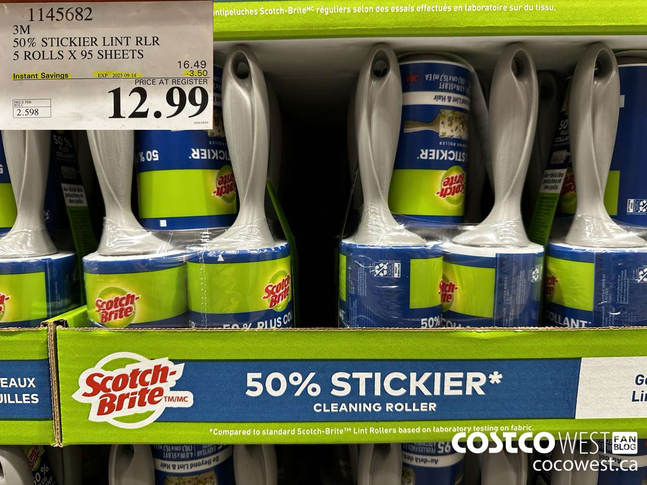 1145682 SCOTCH BRITE 50% STICKIER LINT RLR 5 ROLLS X 95 SHEETS ($3.50 INSTANT SAVINGS EXPIRES ON 2025-09-14) $12.99
