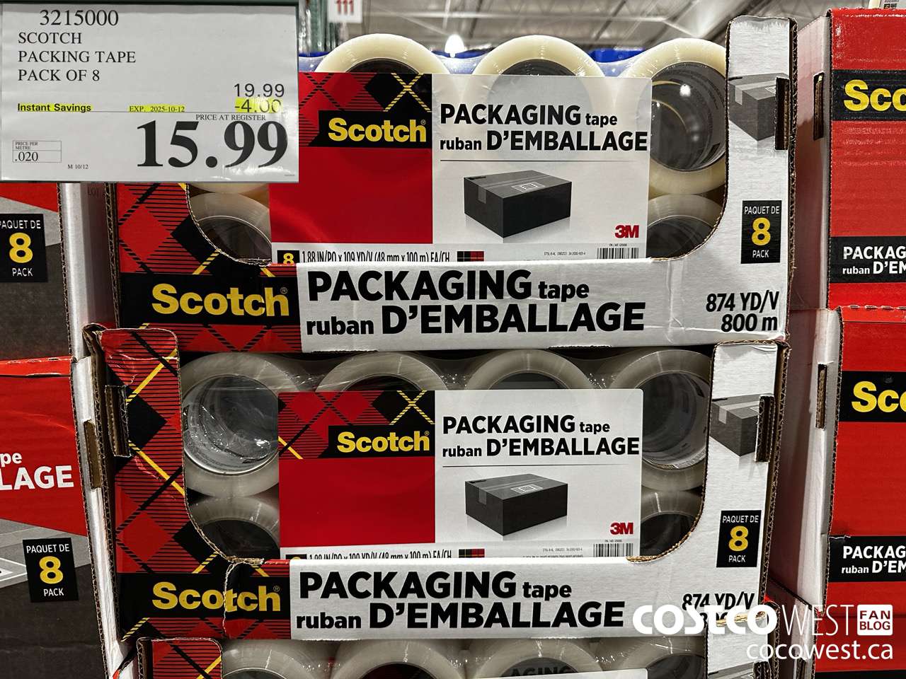 3215000 SCOTCH PACKING TAPE 48MM x 100M PACK OF 8 ($4.00 INSTANT SAVINGS EXPIRES ON 2025-10-12) $15.99