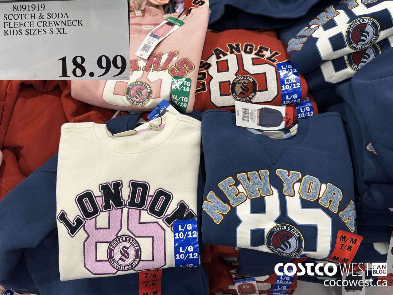 8091919 SCOTCH & SODA FLEECE CREWNECK KIDS SIZES S-XL $18.99