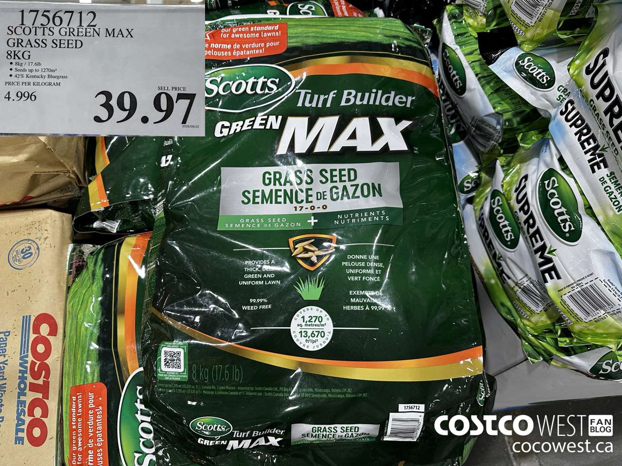 1756712 SCOTTS GREEN MAX GRASS SEED 8KG $39.97