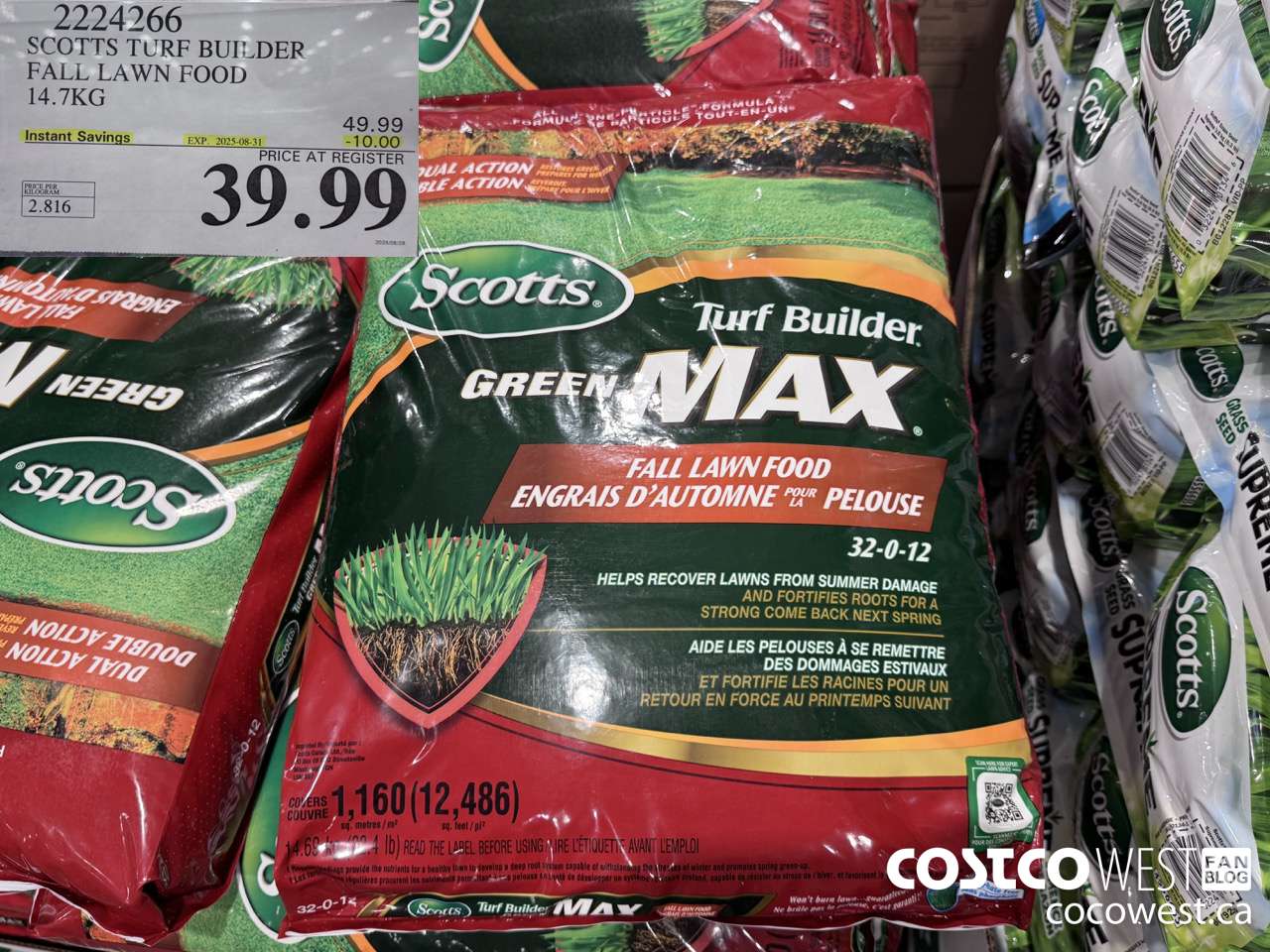 2224266 SCOTT TURF BUILDER FALL LAWN FOOD 14.7KG ($10.00 INSTANT SAVINGS EXPIRES ON 2025-08-31) $39.99