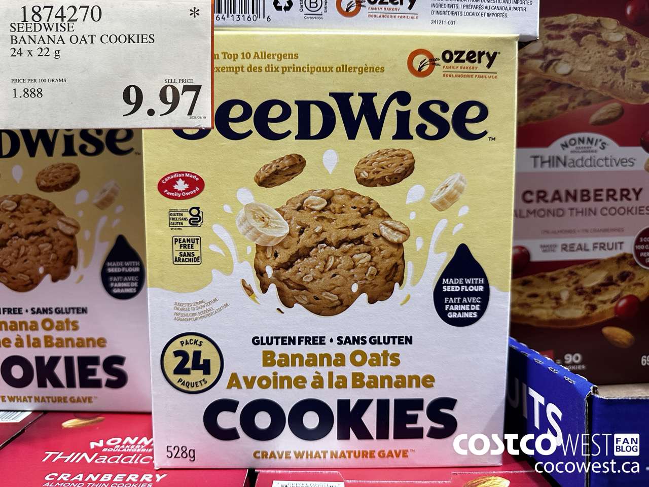 1874270 SEEDWISE BANANA OAT COOKIES 24 X 22G $9.97
