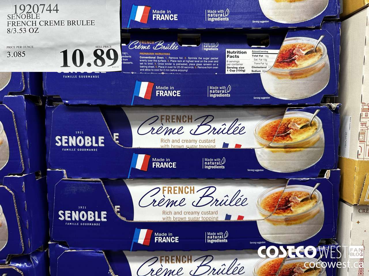 1920744 SENOBLE FRENCH CREME BRULEE 8/3.53 OZ $10.89