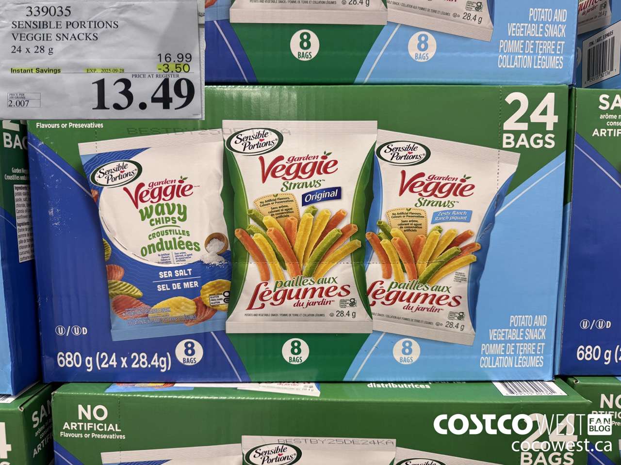 339035 SENSIBLE PORTIONS VEGGIE SNACKS 24 x 28 g ($3.50 INSTANT SAVINGS EXPIRES ON 2025-09-28) $13.49