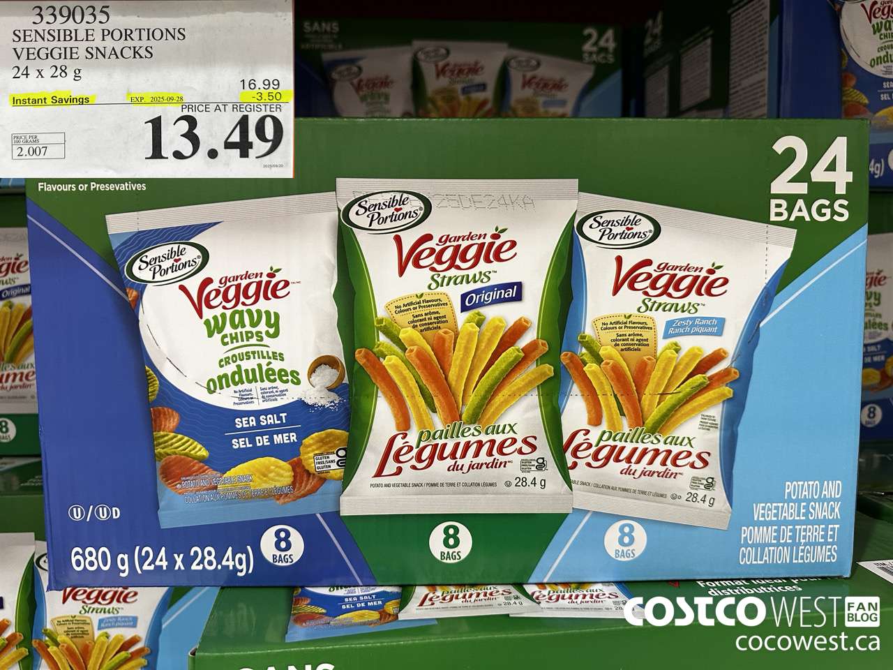 339035 SENSIBLE PORTIONS VEGGIE SNACKS 24 x 28 g ($3.50 INSTANT SAVINGS EXPIRES ON 2025-09-28) $13.49