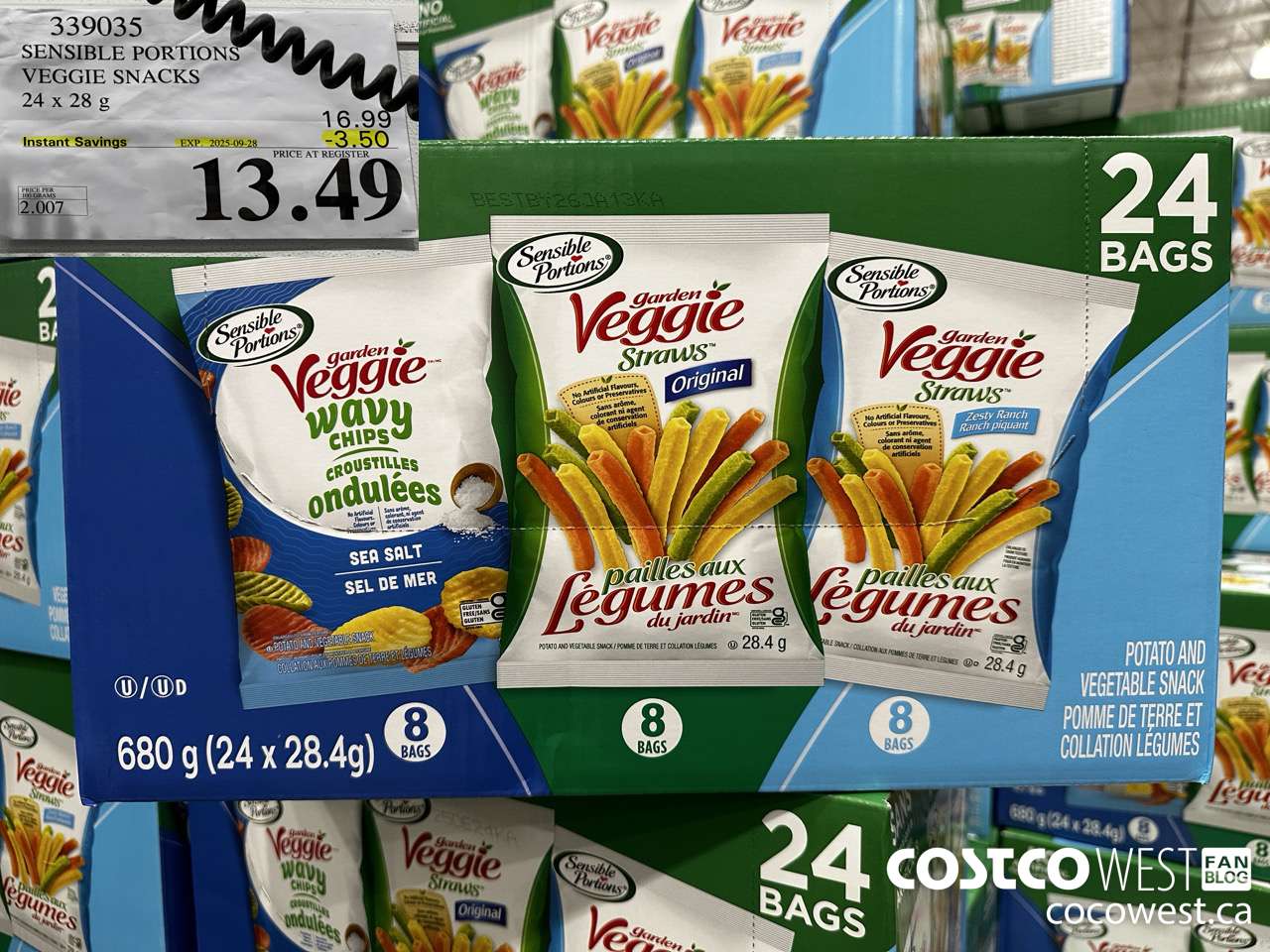 339035 SENSIBLE PORTIONS VEGGIE SNACKS 24 x 28 g ($3.50 INSTANT SAVINGS EXPIRES ON 2025-09-28) $13.49