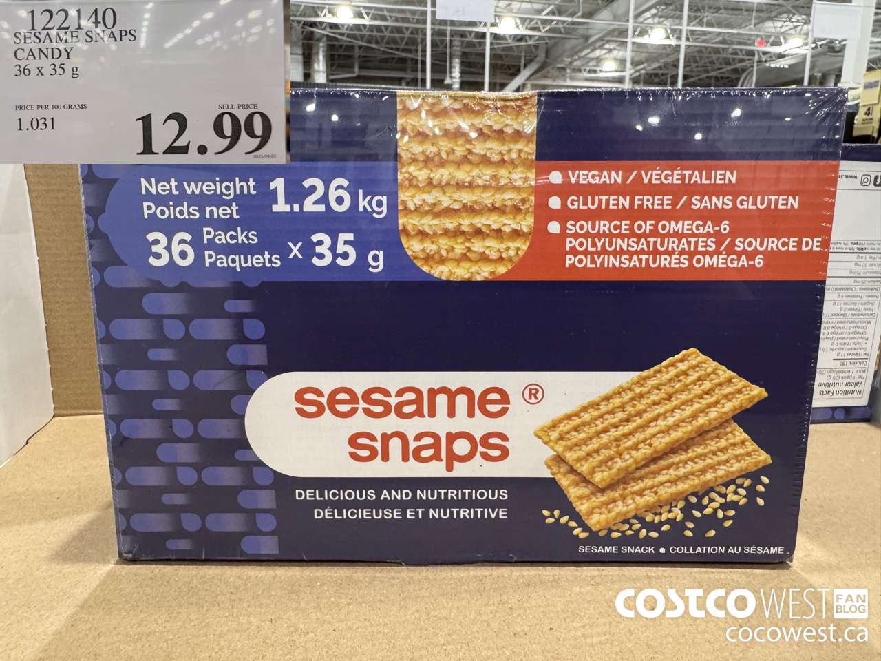 122140 SESAME SNAPS SESAME SNACKS 36 x 35 g $12.99