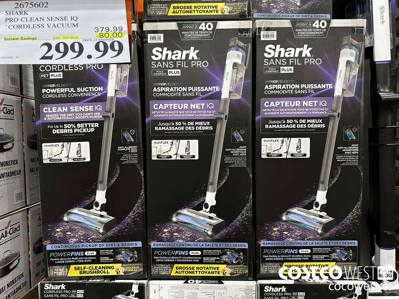 2675602 SHARK PRO CLEAN SENSE IQ CORDLESS VACUUM ($80.00 INSTANT SAVINGS EXPIRES ON 2025-09-14) $299.99