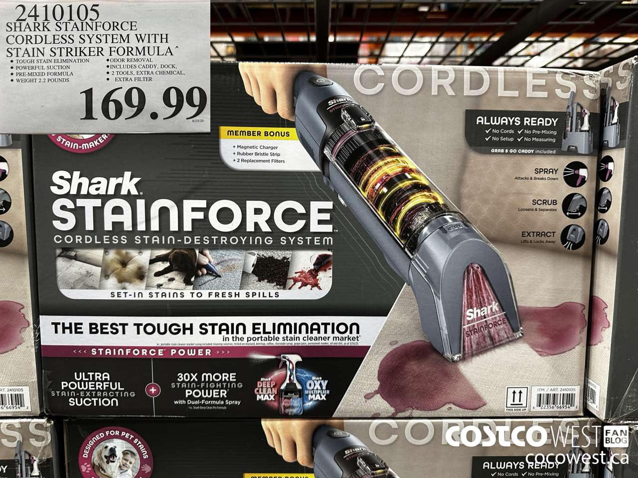 2410105 SHARK STAINFORCE CORDLESS SYSTEM WITH STAIN STRIKER FORMULA $169.99