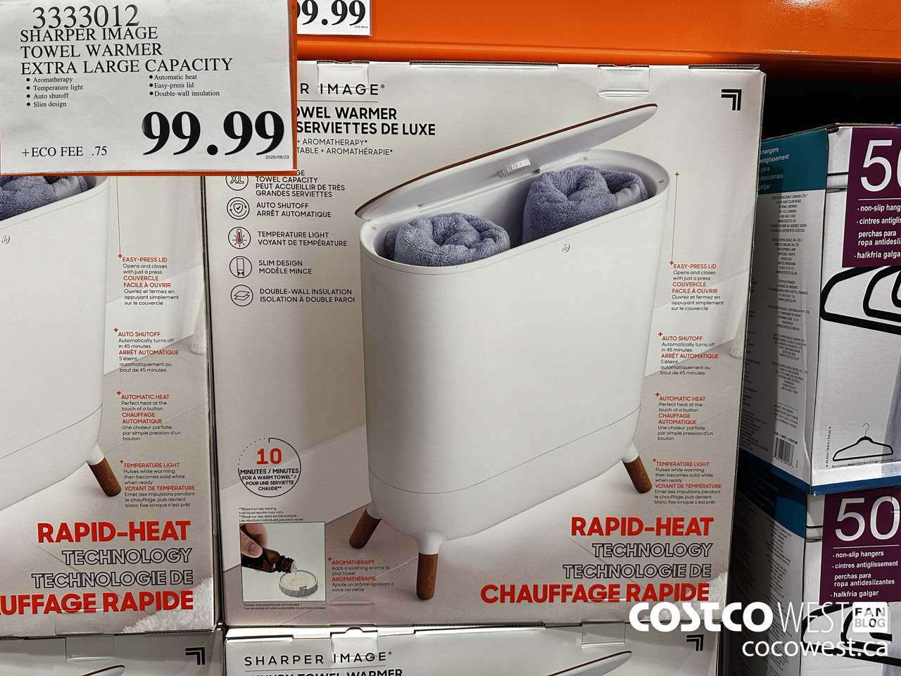 3333012 SHARPER IMAGE TOWEL WARMER EXTRA LARGE CAPACITY $99.99