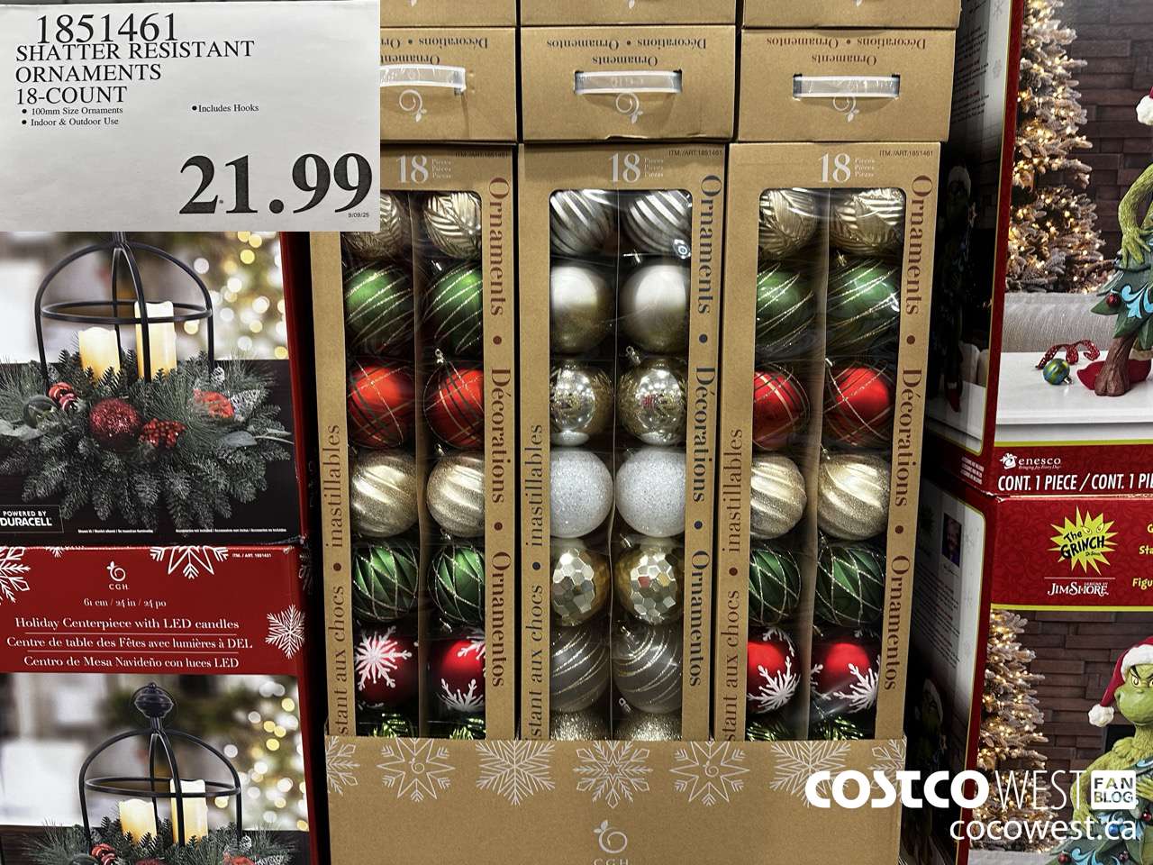 1851461 SHATTER RESISTANT ORNAMENTS 18 COUNT $21.99