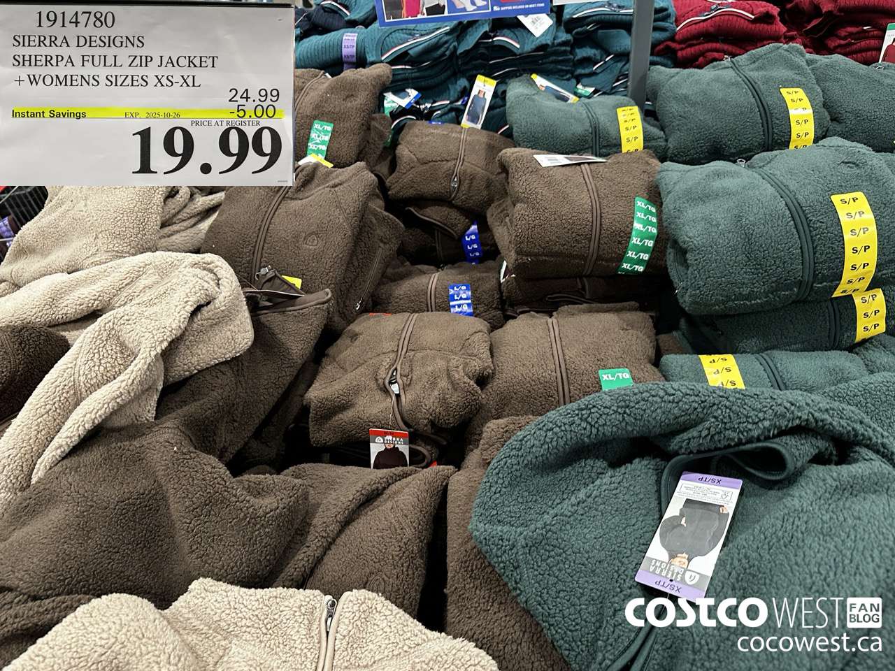 1914780 SIERRA DESIGNS SHERPA FULL ZIP JACKET WOMENS SIZES XS-XL ($5.00 INSTANT SAVINGS EXPIRES ON 2025-10-26) $19.99