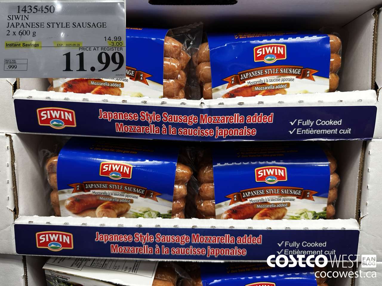 1435450 SIWIN JAPANESE STYLE SAUSAGE 2 x 600 g ($3.00 INSTANT SAVINGS EXPIRES ON 2025-09-28) $11.99