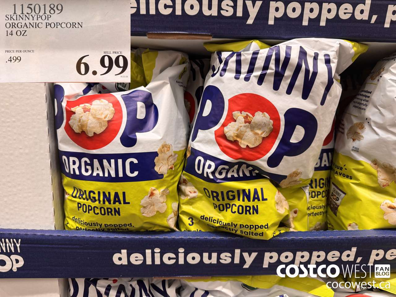 1150189 SKINNYPOP ORGANIC POPCORN 14 OZ $6.99