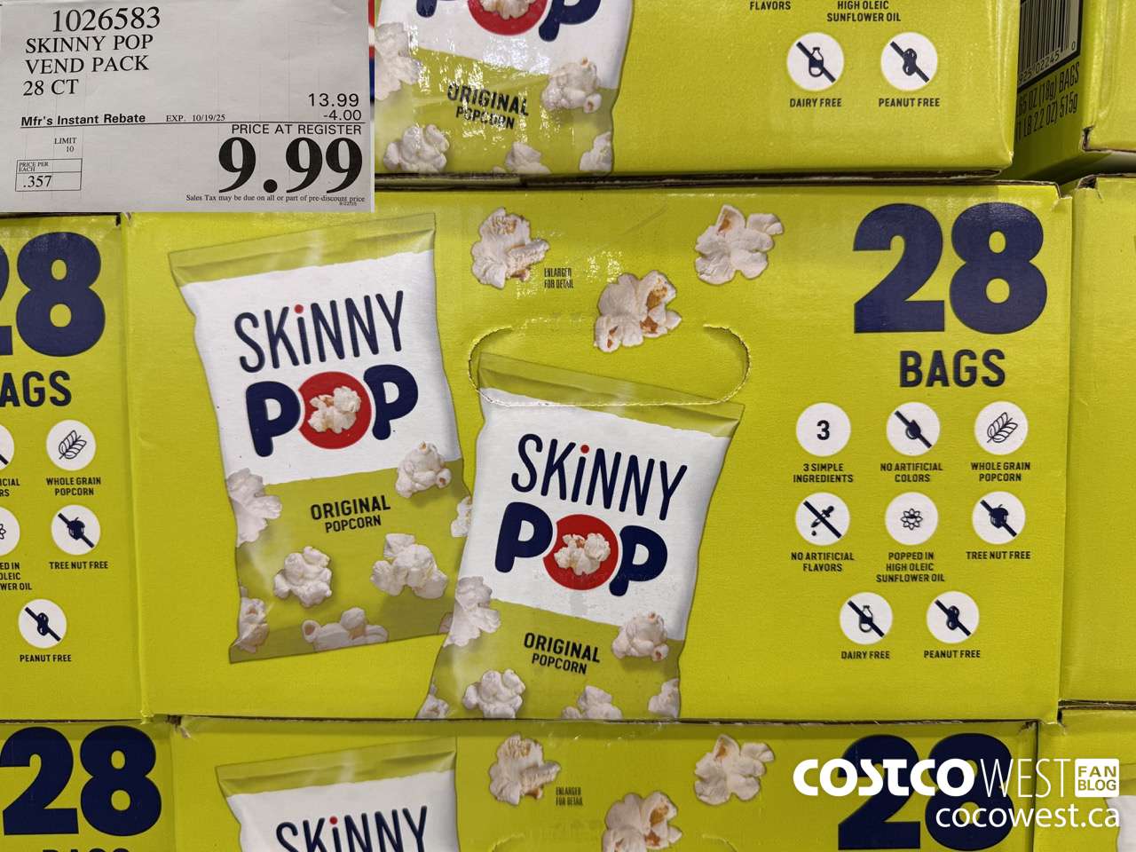 1026583 SKINNY POP VEND PACK 28 CT ($4.00 INSTANT SAVINGS EXPIRES ON 2025-10-19) $9.99