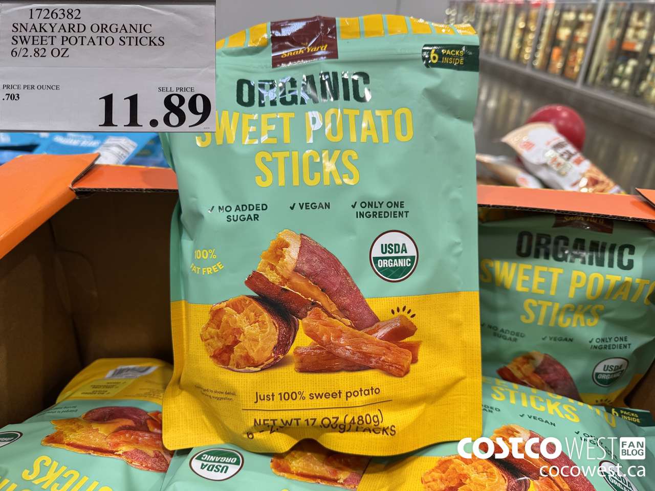 1726382 SNAKYARD ORGANIC SWEET POTATO STICKS 6/2.82 OZ $11.89