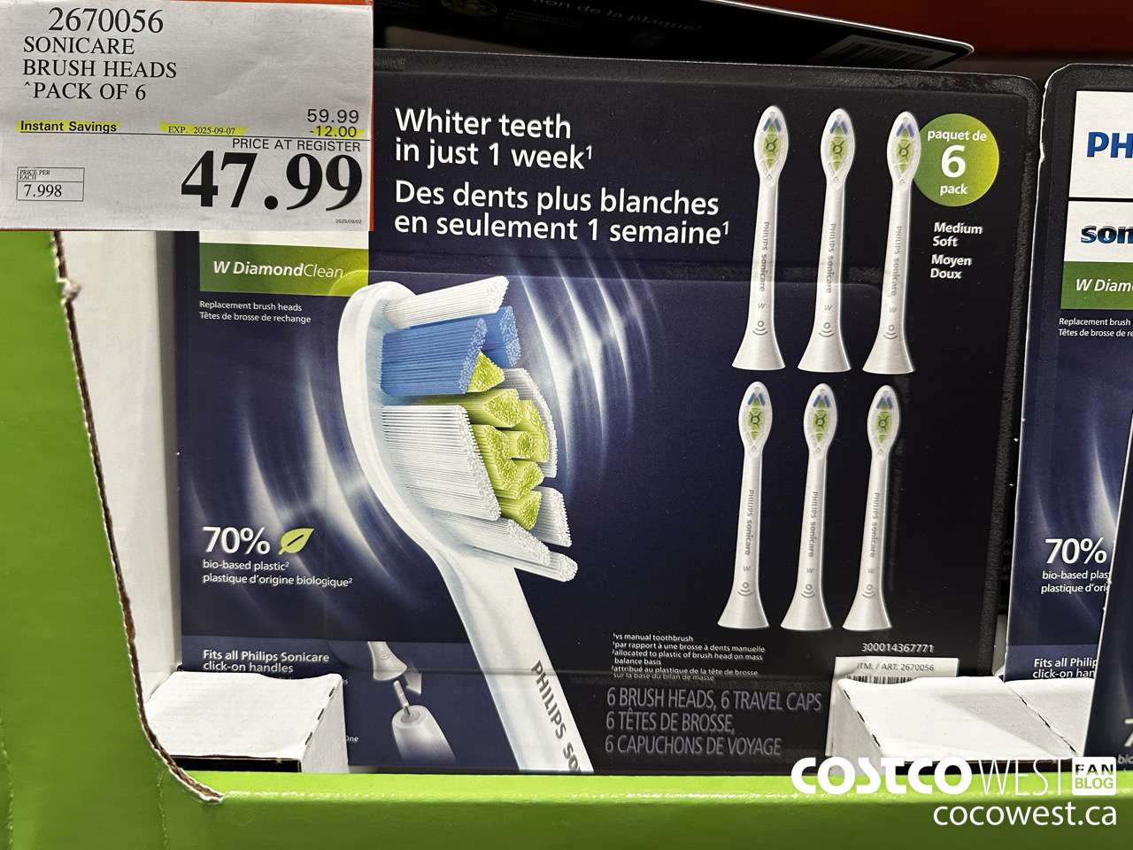 2670056 SONICARE BRUSH HEADS PACK OF 6 ($12.00 INSTANT SAVINGS EXPIRES ON 2025-09-07) $47.99