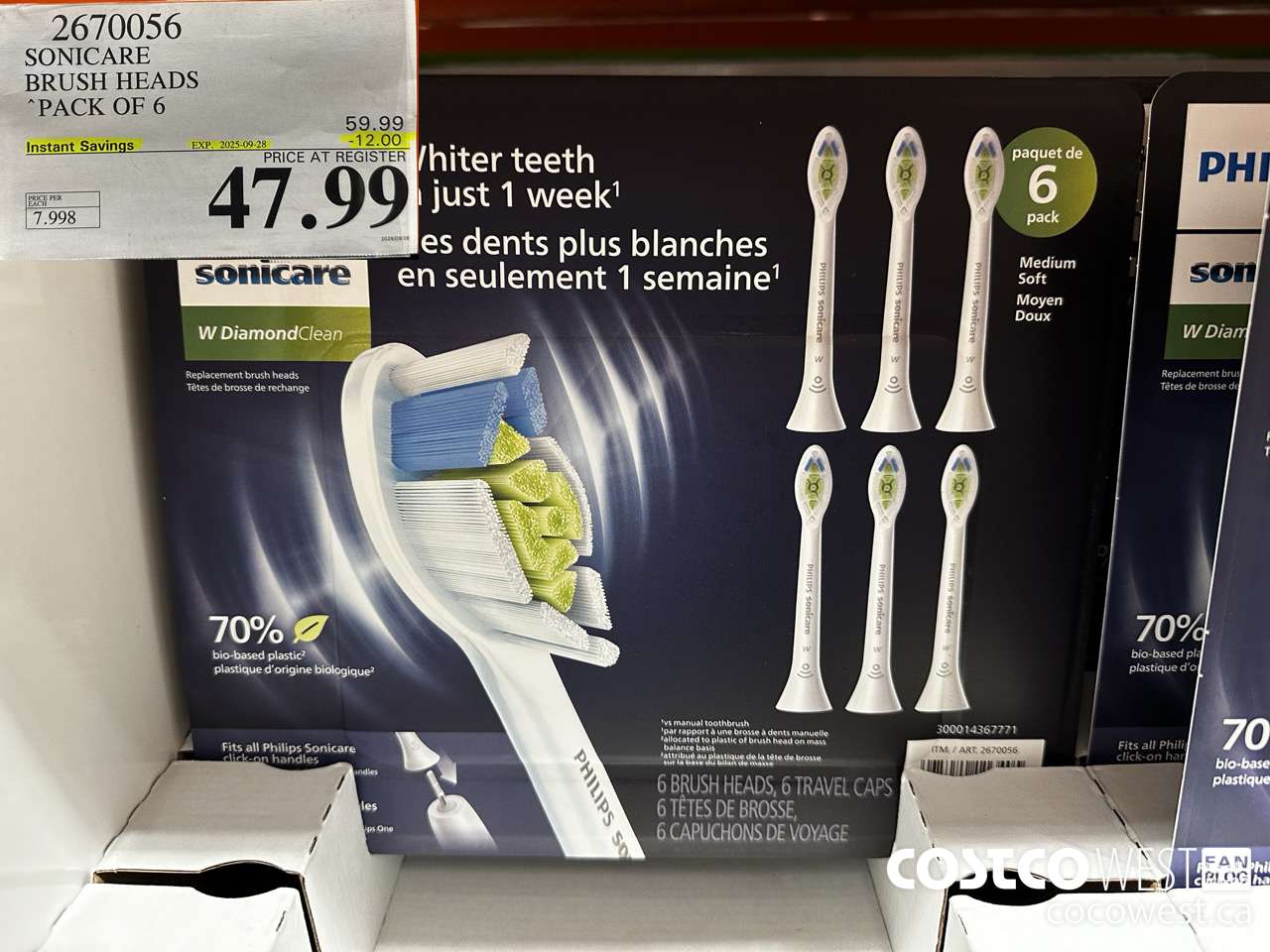 2670056 SONICARE BRUSH HEADS PACK OF 6 ($12.00 INSTANT SAVINGS EXPIRES ON 2025-09-28) $47.99