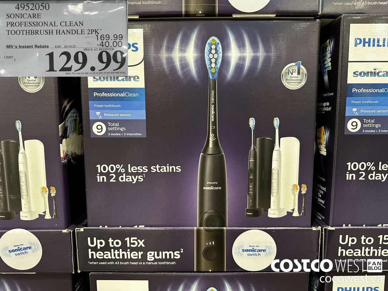 4952050 SONICARE PROFESSIONAL CLEAN TOOTHBRUSH HANDLE 2PK ($40.00 INSTANT SAVINGS EXPIRES ON 2025-10-19) $129.99