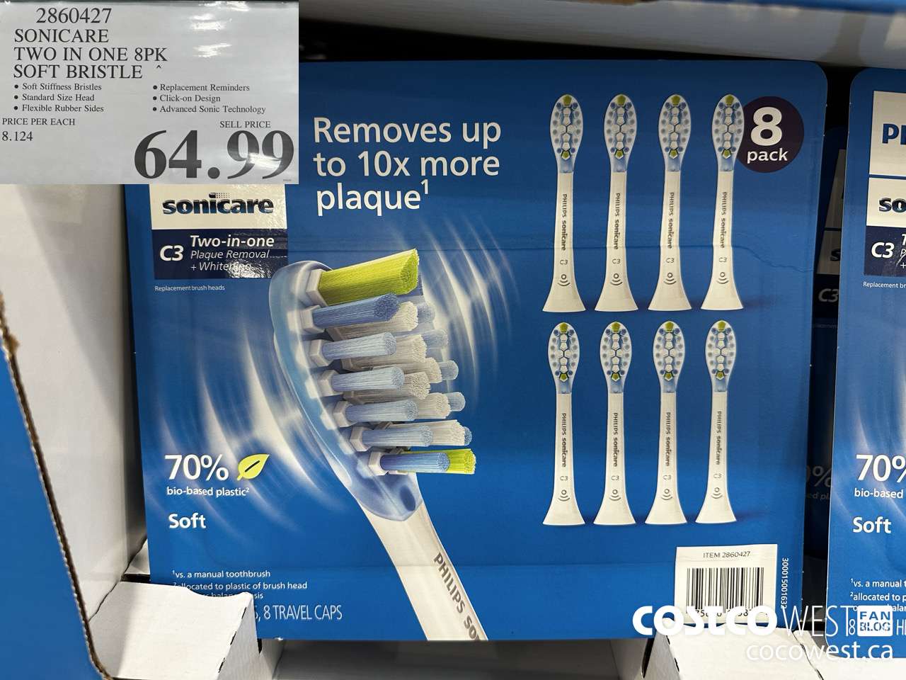 2860427 SONICARE TWO IN ONE 8PK SOFT BRISTLE $64.99