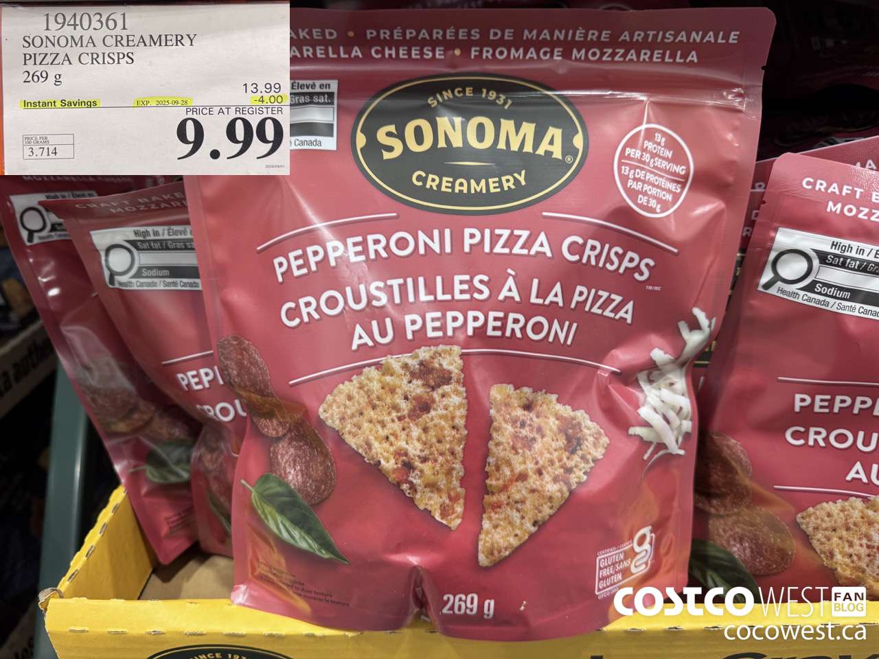 1940361 SONOMA CREAMERY PIZZA CRISPS 269G ($4.00 INSTANT SAVINGS EXPIRES ON 2025-09-28) $9.99